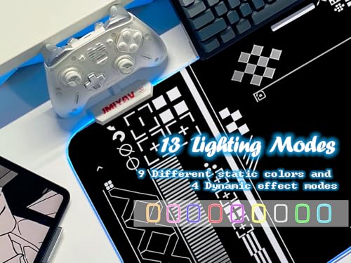 JMIYAV White Gaming Mouse Pad RGB Mousepad Non-Slip Rubber Base Extra Large Cool XL XXL Computer Desk Pad Gaming Accessories LED Light Up Extended Big Mouse Pad for Gamer Stealth HUD - color: Stealth HUD