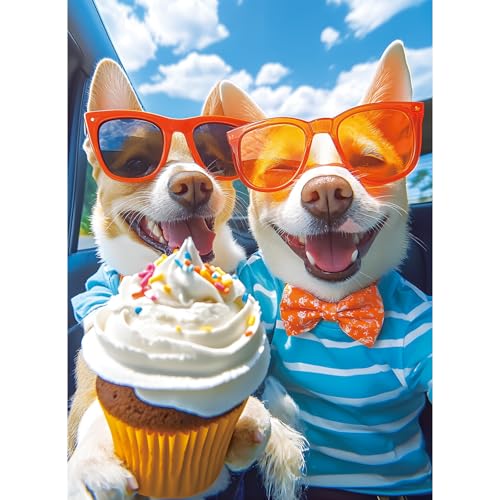 300 Piece Puzzles for Adults,Cute Puppy Jigsaw Puzzle for Adults Kids Seniors,Recycled Cardboard Selfie Puppy Piece Puzzle 300 Piece,Family Activity Great Gift for Family Friends 20.5 * 15 in - style: Dogs
