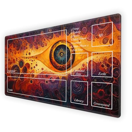 Card Playmat with Free Storage Bag MTG Playmat with Zones | 24x14 Smooth Surface TCG Board Game Mat for Cards | Stitched Edges, Non-Slip Rubber Base - Cosmic All Seeing Eye - color: Cosmic All Seeing Eye, size: 14W*24L With Zones