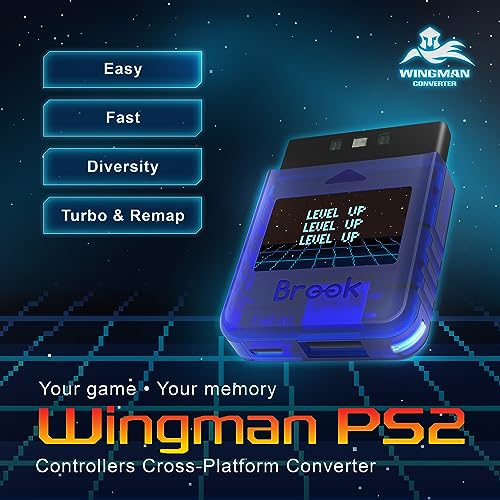 Brook Wingman PS2 Starry Blue Converter - Special Retro Consoles Converter for XB Series X|S, One, 360, Elite 1&2 and PS5/PS4/PS3, NS Pro Controller on PS2/ PS1/ PS Classic Consoles (Starry Blue) - color: Starry Blue