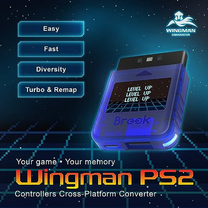 Brook Wingman PS2 Starry Blue Converter - Special Retro Consoles Converter for XB Series X|S, One, 360, Elite 1&2 and PS5/PS4/PS3, NS Pro Controller on PS2/ PS1/ PS Classic Consoles (Starry Blue) - color: Starry Blue