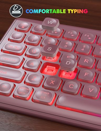Wireless Keyboard and Mouse Combo, RGB Backlit, Trueque KM42Pro | RGB Rainbow Backlit, Rechargeable Keyboard Mouse, Sleep Mode, 2.4GHz Wireless, Silent Soft Typing, USB-C Adapter - color: Rose Pink
