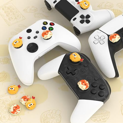 PlayVital Cute Thumb Grip Caps for Nintendo Switch 2 Pro, Switch Pro Controller, Joystick Caps Cover for ps5, Edge, ps4, Xbox Series X/S, Xbox One, Elite Series 2 Controller - Tempura and Takoyaki - color: Tempura and Takoyaki