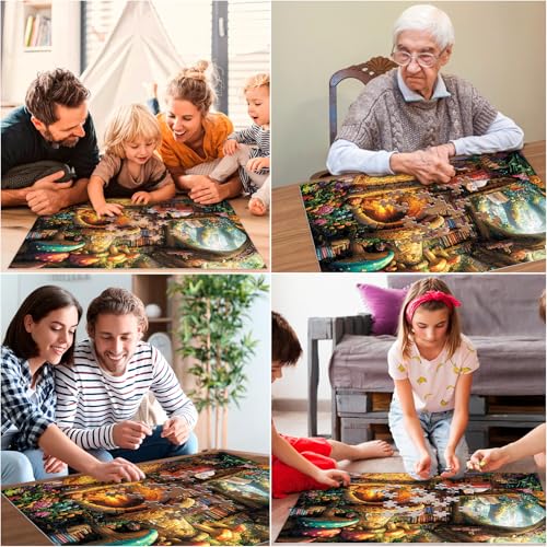 300 Pieces Puzzle for Adults | Mushroom Cat Flower Puzzle Recycled Cardboard Large Piece Jigsaw Puzzles 300 Pieces | Challenging Puzzles Game Home Decor Party Gift for Adult Kids Seniors 20.5*15 inch - style: Mushroom