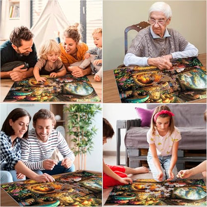 300 Pieces Puzzle for Adults | Mushroom Cat Flower Puzzle Recycled Cardboard Large Piece Jigsaw Puzzles 300 Pieces | Challenging Puzzles Game Home Decor Party Gift for Adult Kids Seniors 20.5*15 inch - style: Mushroom