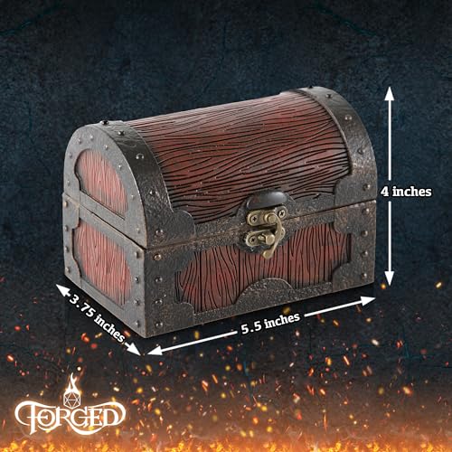 Forged Dice Co. Mimic Chest Dice Storage Box - Holds up to 35 DND Dice or 5 Polyhedral Dice Sets - Great DND Gifts for Men & Compatible with Dungeons & Dragons