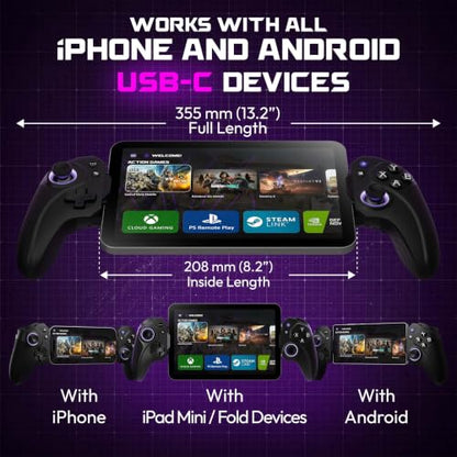 ELO Vagabond Mobile Gaming Controller & Travel Case Bundle | iPhone 15/16, iPad Mini & Android Phone Controller (USBC) - Call of Duty Mobile, PS Remote Play, Xbox Cloud Gaming & More