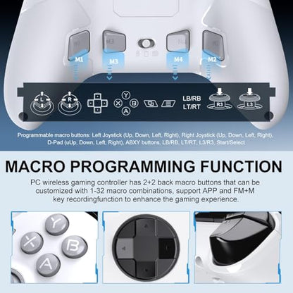 PXN P5 Wireless Gaming Controller - Hall Joystick, Hall Trigger, 6-Axis Motion, 4 Back Buttons, Compatible with PC, Switch/Switch2, iOS, Android - color: White