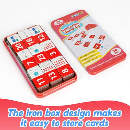 Kasfalci Subtraction Dominoes Set,Math Manipulatives Games for Kids,Counting Toys,Learning Games,Preschool Learning Activities,Homeschool Supplies,Kindergarten Classroom Must Haves,1st 2nd 3rd Grade - style: Subtraction