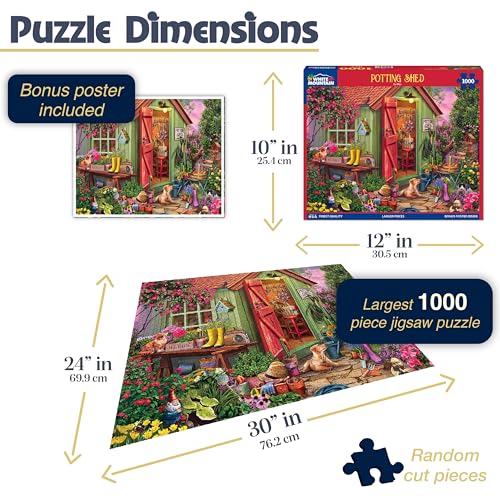 White Mountain 1000 Piece Jigsaw Puzzle Colorful Flower Garden Puzzles with Large Pieces for Adults and Family 24"x30" - Potting Shed
