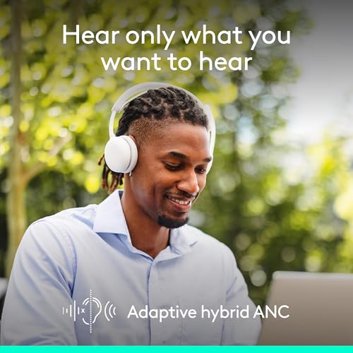 Logitech Zone Wireless 2 ES Noise Canceling Headset - Off-White | Adaptive Hybrid, Bluetooth connectivity, noise-canceling technology, Wireless - color: Off White, style: Wireless