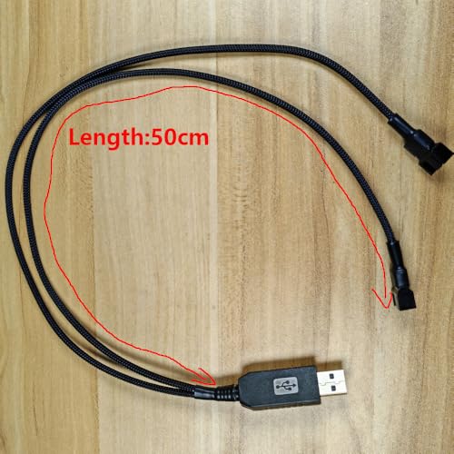 Gebildet Full Speed 12V Voltage Step-Up USB to Dual 3-Pin and 4-Pin PC Fan Sleeved Power Adapter Cable - style: USB (1 to 2) 5V/12V 50 cm