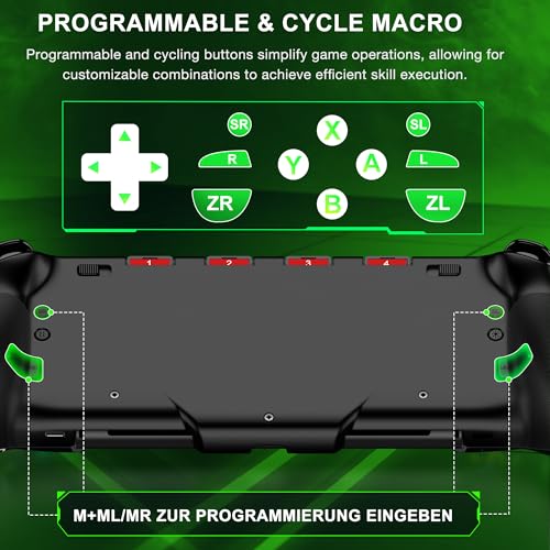 NealGamefy Switch Controllers,Wireless Switch Pro Controller for Nintendo Switch/OLED Controller,Upgrade Full-Size Ergonomic One Piece Handheld Controller with Programmable,TURBO,Vibration - color: Black-lightning