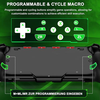 NealGamefy Switch Controllers,Wireless Switch Pro Controller for Nintendo Switch/OLED Controller,Upgrade Full-Size Ergonomic One Piece Handheld Controller with Programmable,TURBO,Vibration - color: Black-lightning