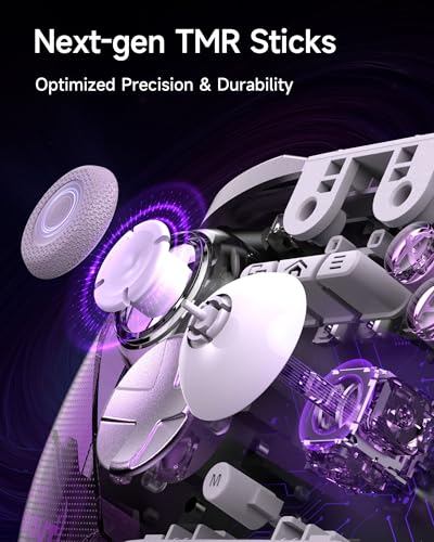 EasySMX D10 PC Controller - Elite Wireless Bluetooth Pro Controller with TMR Joystick, Dual-Mode Triggers & Full Mechanical Buttons, 1000Hz Polling Rate, RGB Lighting for PC/Switch/Android/iOS - color: Purple