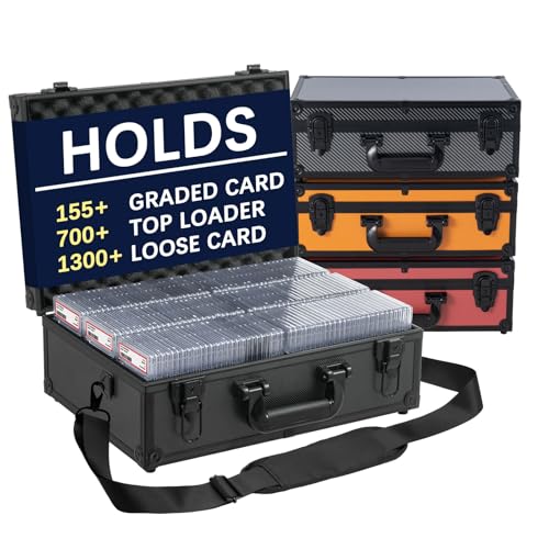Graded Card Storage Box – Holds 155+ Graded Cards or 700+ Top Loaders - Aluminum Alloy Trading Cards Case, Sports Card Storage Box with Lock, Fits PSA, CSG, BGS (XL Black) - color: Black, size: XL-for Graded Cards