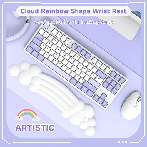 ZIYOU LANG 65% Wired RGB TKL Portable Mechanical Gaming Keyboard Purple Blue Switch with Coiled Cable and White Cloud Wrist Rest for PC Mac Gamer