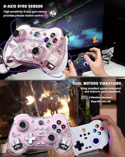 Joso Mobile Gaming Controller for iPad/iPhone/Tablet, Cloud Controller Remote Joystick for iOS/Android, Wireless Switch Controller with Macro Buttons/Hall-Rocker/Hall-Trigger - Pink - color: Pink