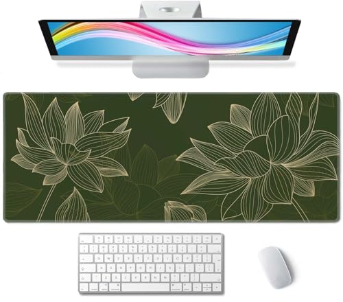 Floral Desk Pad Green Large Mouse Pad Gaming Mousepad Extended XL Keyboard Pad 31.5 x 11.8 in Laptop Computer Mouse Keyboard Mat for Office Desk Decor - color: Green Floral