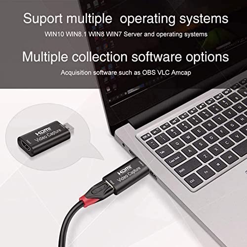 Video Capture Card, Hdmi Video Capture Card, USB Capture Card,4K HDMI to USB2.0, Record via DSLR Camcorder Cam for High Definition Acquisition, for Broadcasting, Amamzing Record, Meeting,ect. (Black)