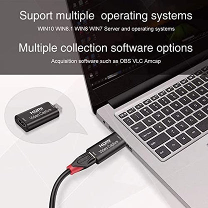 Video Capture Card, Hdmi Video Capture Card, USB Capture Card,4K HDMI to USB2.0, Record via DSLR Camcorder Cam for High Definition Acquisition, for Broadcasting, Amamzing Record, Meeting,ect. (Black)