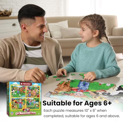 MasterPieces – Jigsaw Puzzle Set for Kids 6+ Years, 4-Pack of 100 Pieces, Educational and Fun Game, Frosty the Snowman Collection, Gift Idea for Children, 8" x 10" - style: Frosty the Snowman