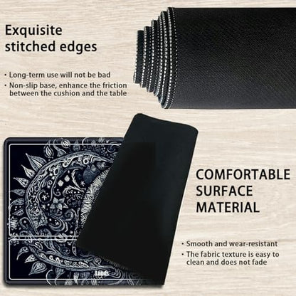 Board Game Mat TCG Playmat Plus 50 Pcs Card Sleeves, 24 x 14 inches Table Mats Games Mousepad with Zones Smooth Surface for MTG RPG CCG Trading Card Game Play Mats, Sun Face - color: Sun Face, size: Zone 1