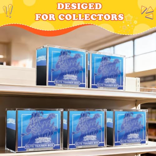 ETB Acrylic Case 3 Pack, 8mm Ultra Thick ETB Protector Case, Magnetic Lid | Stackable Clear Display Enclosure Compatible with Elite Trainer Boxes - color: 3PC ETB Acrylic Case, size: Acrylic Case