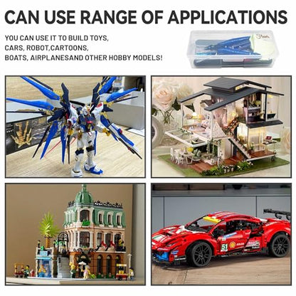 Flever 17 Pcs Gundam Model Tools Kit, Hobby Building Tools Kit, Basic Model Assembly Tool Set for Dollhouse Miniature Building and Fixing Robots, Airplane, Cars