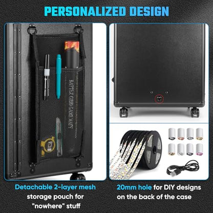 Miniatures Storage Case Miniatures Transport Case Stackable Carrying Case with Trolley & 360° Wheels 6 Trays. Aluminum Alloy Frame with Lock Slot (1.2X-Large Size) - size: 1.2X-Large