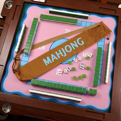 35 Inch Long Velvet Mahjong Mat Bag Cute Double Strapped Drawstring Mahjong Mat Holder Lightweight Carrying Bag for Board Games Outdoor Travel Storage-Mat Not Include(Brown,1 Pc) - color: Brown