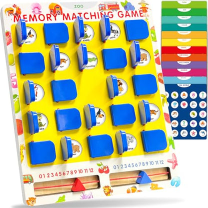 Matching Memory Game for Kids Ages 3-5 4-8, Car Airplane Travel Toys Games Activities for 3-5, Road Trip Essentials for Kids Toddlers, Board Games for Kids 4-6, Birthday Gifts for Kids Boys Girls - style: Memory game-dark blue