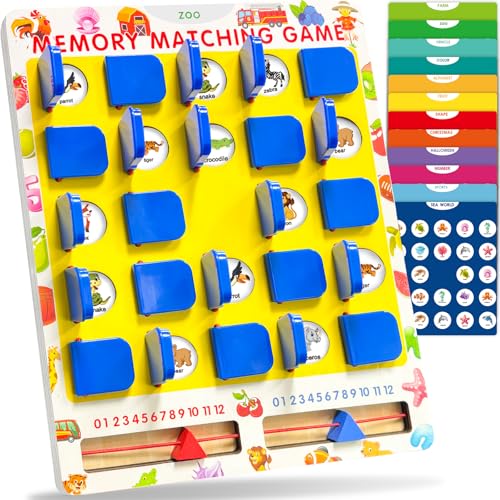 Matching Memory Game for Kids, Travel Toys Games Activities for 3-5 4-8 | Board Games 4-6, Car Games, Airplane Toys, Kids Toddler Road Trip Activities Essentials, Boys Girls Birthday Gifts - style: Memory game-dark blue