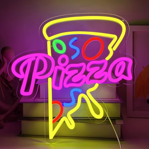 Pizza Neon Sign Pizza LED Neon Light USB Powerd LED Signs Wall Decor Yellow Neon Lights for Pizzeria Kitchen Restaurant Bar Party Pub Cool Bedroom Decoration - color: Pizza