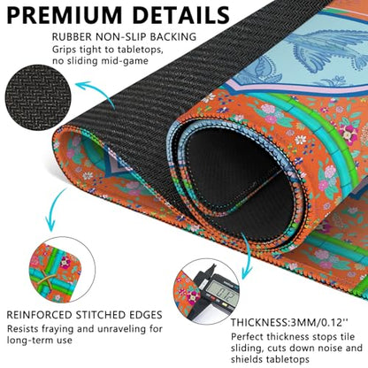 Mahjong Mat with Carrying Bag and 3 Dice, 31.5" X 31.5" Noise Reduction Mahjong Table Cover, Non Slip Gaming Mat for Board Tile Games Poker Card Dominoes, Mahjong Gifts for Women Mahjong Accessories - color: A0204