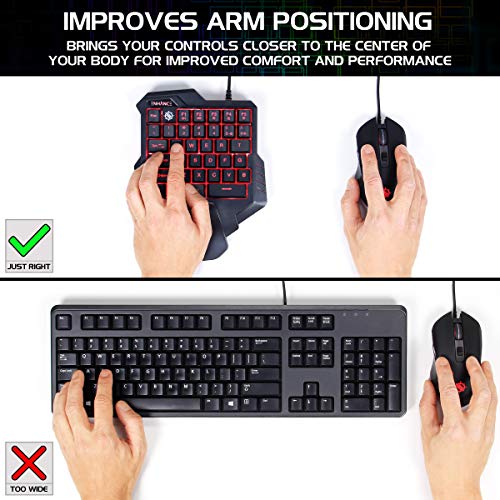 ENHANCE Gaming Keypad One Handed Gaming Keyboard - 7 Color LED Backlit, Programmable Keys, Ergonomic Wrist Pad and Braided USB Cable - Small Keyboard Great for FPS Games