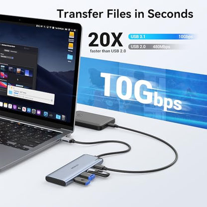MOKiN USB C Dual Monitor Hub with 2 DP,100W PD for Laptops/Monitors | USB C Splitter/DP Alt Mode Video Output/PD 3.0 100W Charging Port/10Gbps USB 3.1/2 monitors for office,gaming