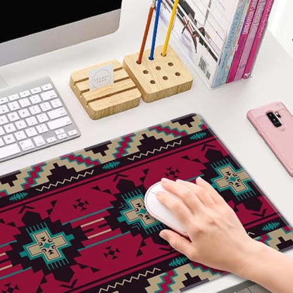 Southwest American Ethnic Pattern Desk Mat, Extended Big Mouse Mat for Home and Office, Large Gaming Mousepad Laptop Keyboard Mat with Non-Slip Rubber Base, Stitched Edges (31.50"x11.8"x0.12") - color: Southwest American Ethnic Pattern