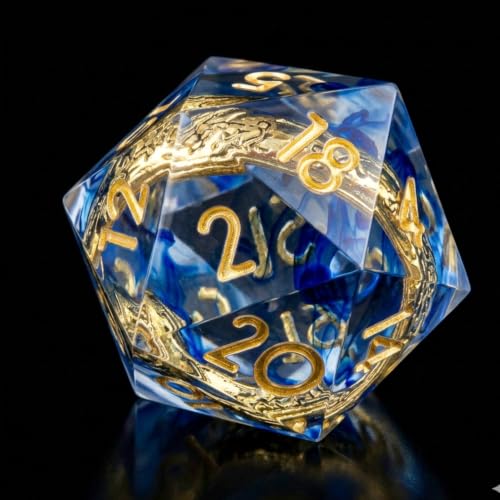 Ring DND Dice Set Sharp Edge Resin Dice,Golden Ring Inclusion Suitable for Lord of the Ring D&D Dice RPG Role Playing Games Suitable for Dungeons and Dragons Polyhedral Dice Set（Blue） - color: Blue