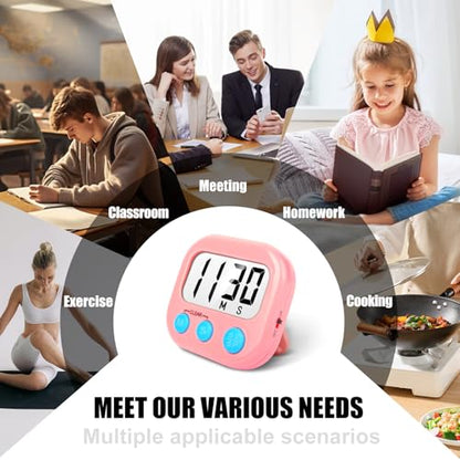 2 Pack Kitchen Timers Loud Ring Digital Timers for Cooking Magnetic Pink - color: Pink