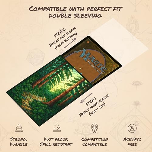 Stained Glass Green Mana - MTG Card Sleeves, 104ct, Standard Size | Perfect for Double Sleeving, Smudge Resistant Matte Back, Standard 66x92mm - Compatible with Magic The Gathering & TCG Cards - color: Green Mana