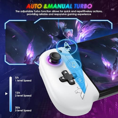 Moonag Switch Controllers Compatible with Nintendo Switch/OLED, Hall Effect One-Piece Controllers with 6-Axis Gyro, Motion Control, Wake-up, Dual Vibration, Turbo, 1000mAh Battery, White - color: White