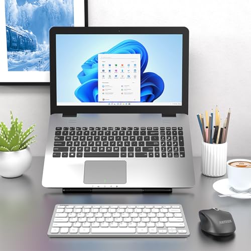 Arteck 2.4G Wireless Keyboard Ultra Slim and Compact Keyboard with Media Hotkeys for Computer Desktop PC Laptop Surface Smart TV and Windows 11/10/8/7, Silver - color: Silver