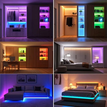 SUPERNIGHT RGB LED Strip Lights with Remote Controller & Power Supply | Color Changing, 16.4Ft SMD5050 300LEDs, Flexible, Cuttable, 44-key IR Remote, 12V Power Adapter, for Bedroom TV Backlight