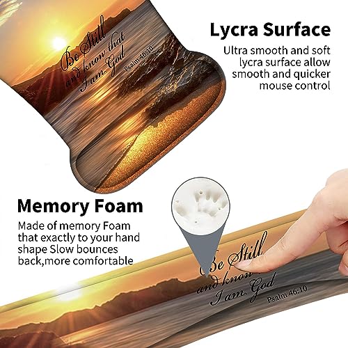 Keyboard Wrist Support + Wrist Mousepad + Coaster Combination, Non-Slip PU Base, with Gel Memory Mousepad, Suitable for Gaming, Office Pain Relief Mousepad Set - Sunset Beach - color: Sunset Beach