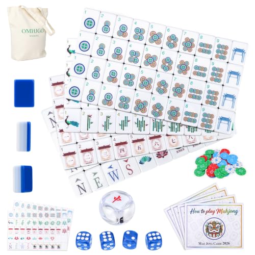 160 Acrylic American Mahjong Tile Set for Beginners, Mah Jong Lovers | 1.2” Mahjong Set with Carrying Bag and Accessories, 2026 New Deep Blue Tiles, 3D Engraved 4 Layer Mahjong Tiles - color: Dark Blue