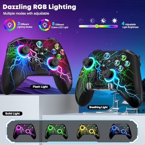 Wireless PC Gaming Controller -RGB Lightning Pro Gamepad for Windows PC, Switch, Switch 2, Android & iOS, with Programmable Back Buttons, Turbo, 1000mAh Battery & Stand (2.4G/USB-C/Bluetooth)