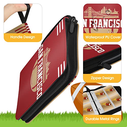 San Francisco Football Card Binder with Sleeves, 400 Pocket, 3 Ring, Waterproof, Dustproof, Durable - color: Scarlet, size: 400