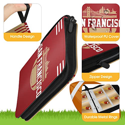 San Francisco Football Card Binder with Sleeves, 400 Pocket, 3 Ring, Waterproof, Dustproof, Durable - color: Scarlet, size: 400