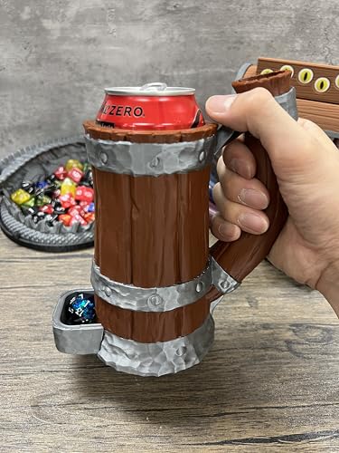 MunnyGrubbers - Tavern Mug Dice Tower - No Paint Odorless Insulated Cup Can Dice Tower - (Random 7PCS D20 Dice Set Included) - Dice Holder - Dungeons and Dragons - DND Gift - (Black/Gold)